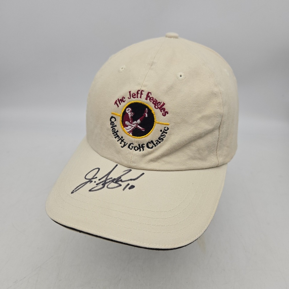 Vintage‎ Jeff Feagles Celebrity Golf Classic Strapback Hat Cap Beige Autographed